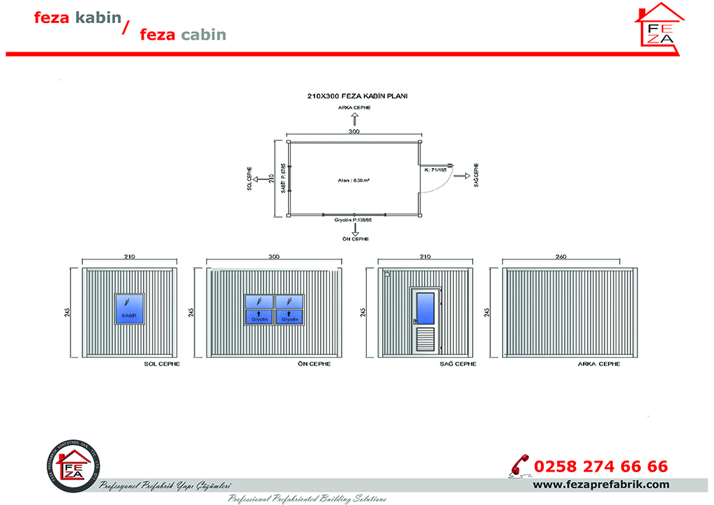 Feza 210x300 cm Ebatl Sandvi Panel Kabin