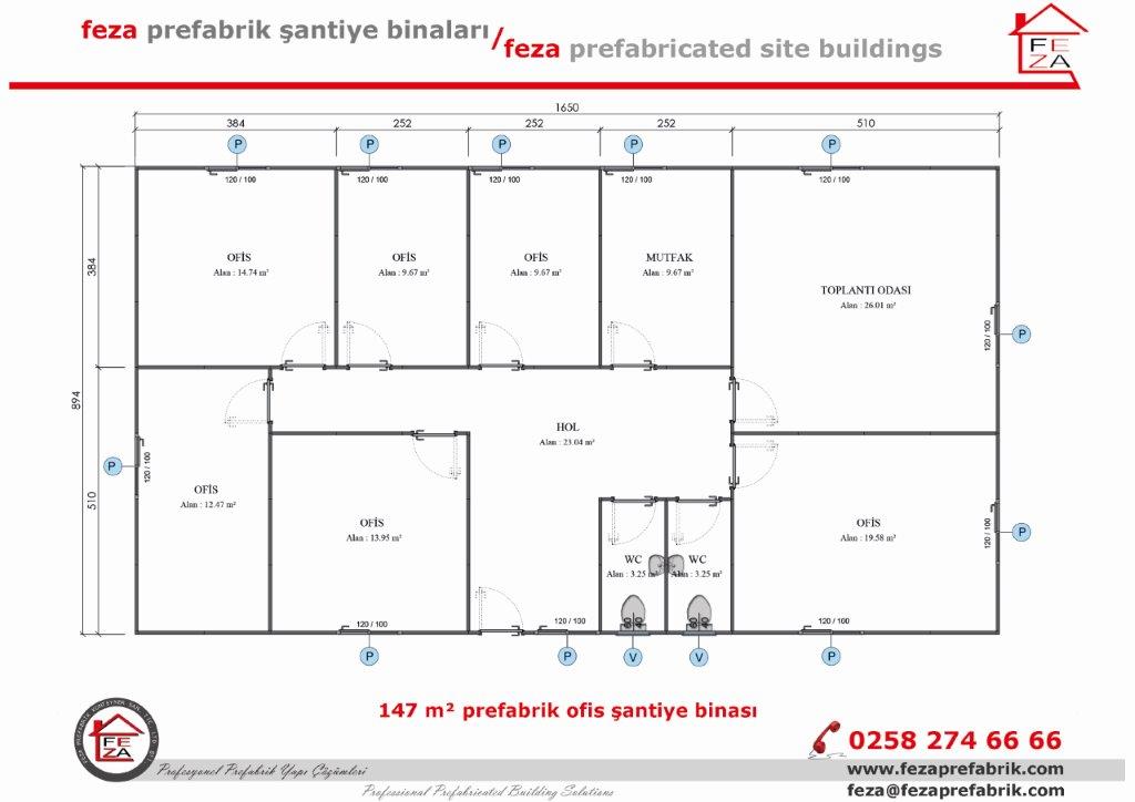 147 m Tek Katl Prefabrik Ofis