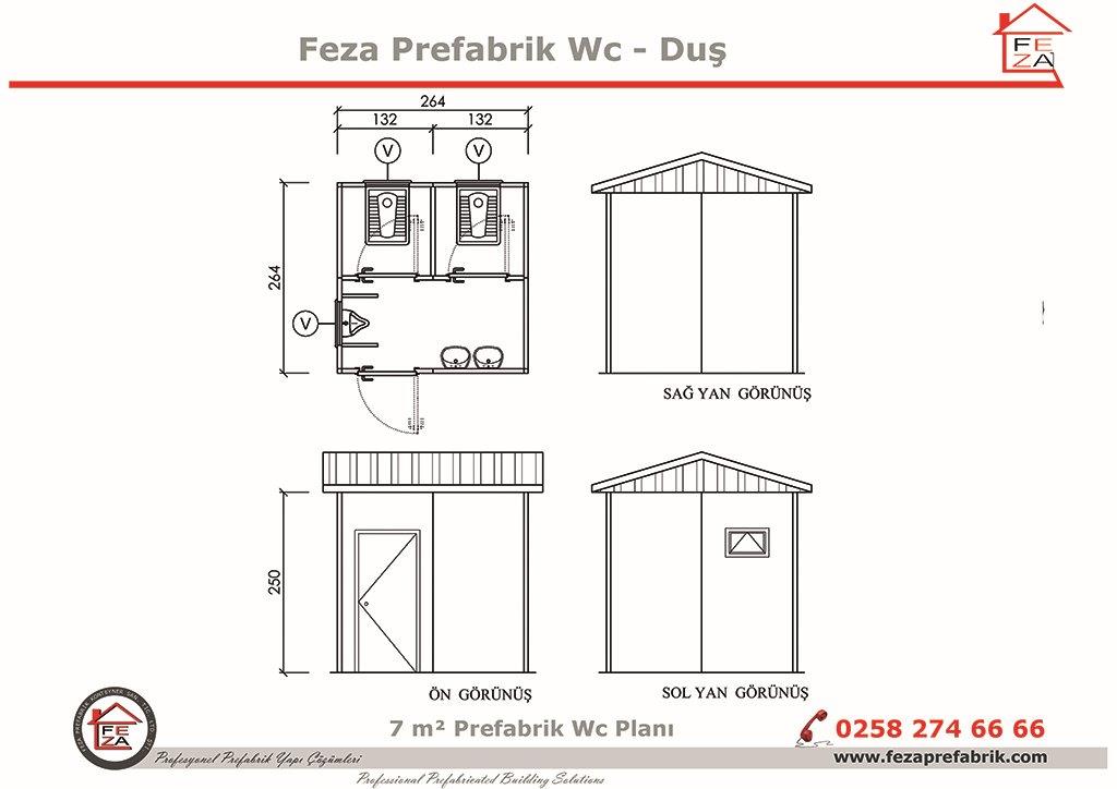 7 m Prefabrik Wc / Du nitesi