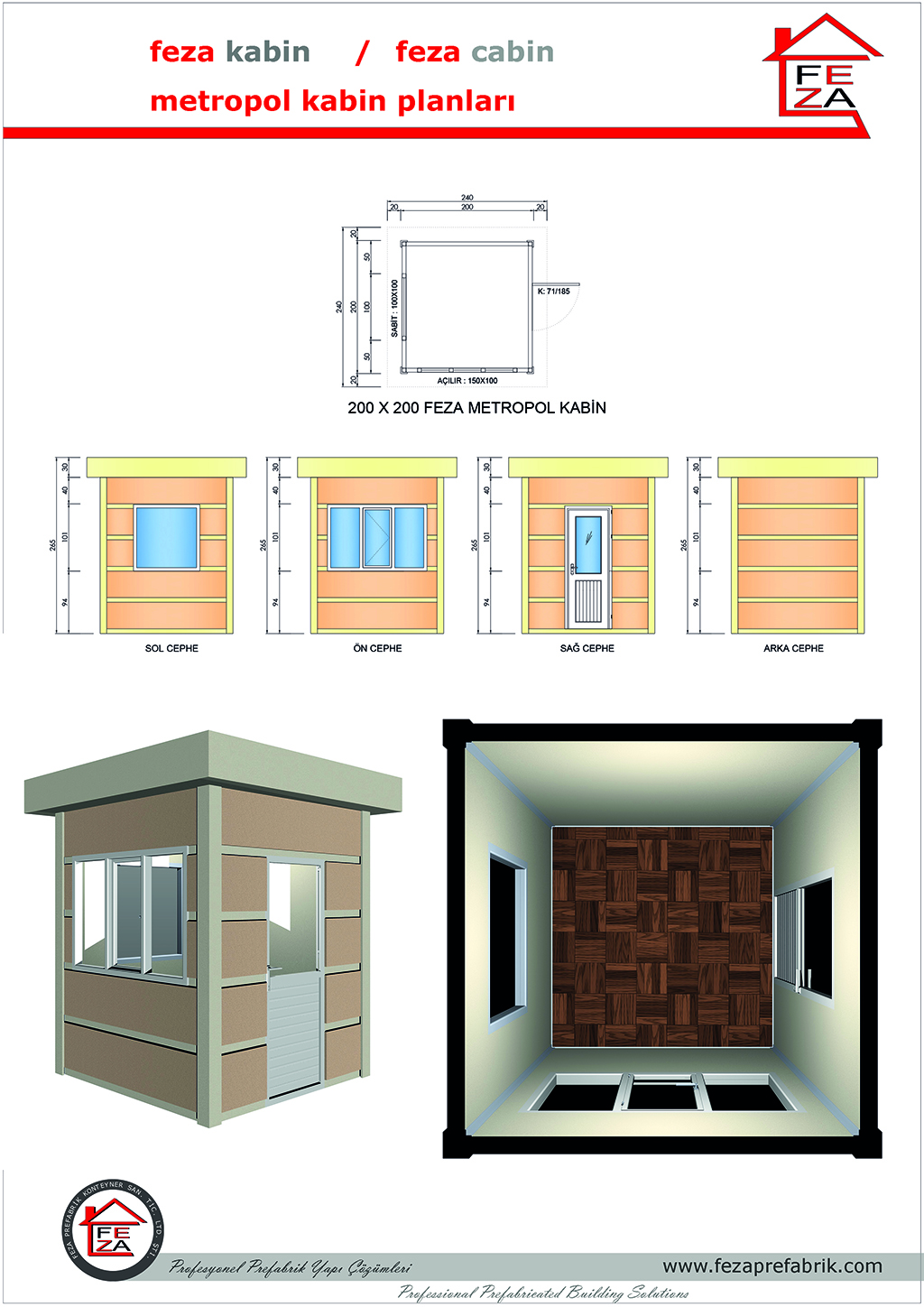 Feza 200x200 cm Ebatl Metropol Kabin