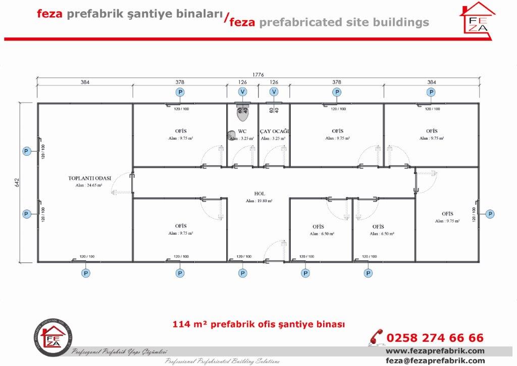 114 m Tek Katl Prefabrik Ofis