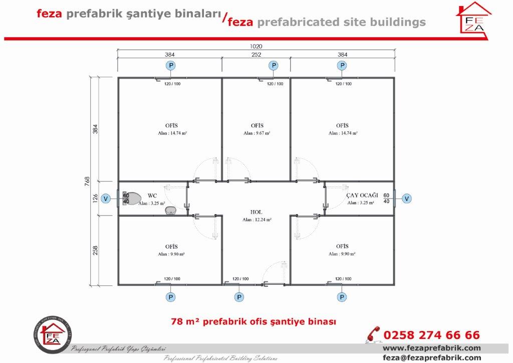 78 m Tek Katl Prefabrik Ofis