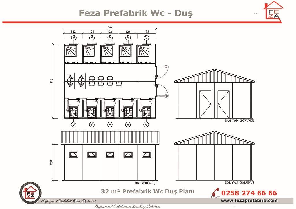 32 m Prefabrik Wc / Du nitesi