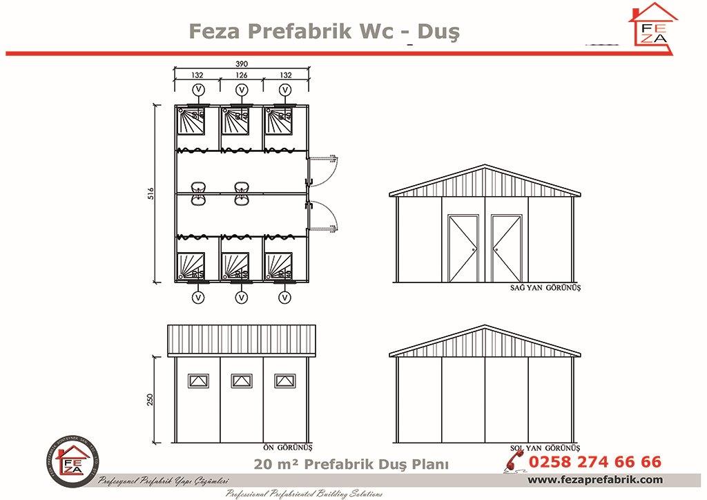 20 m Prefabrik Wc / Du nitesi