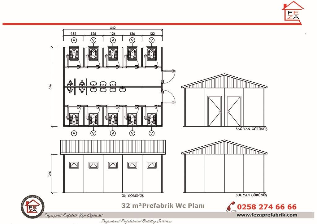 32 m Prefabrik Wc / Du nitesi