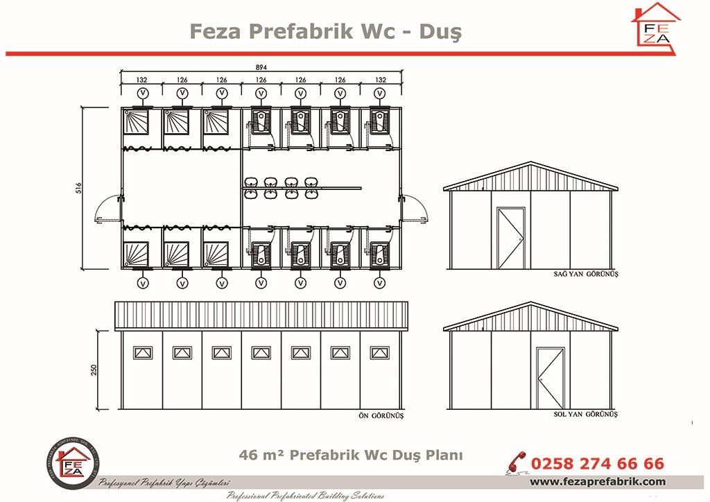 46 m Prefabrik Wc / Du nitesi