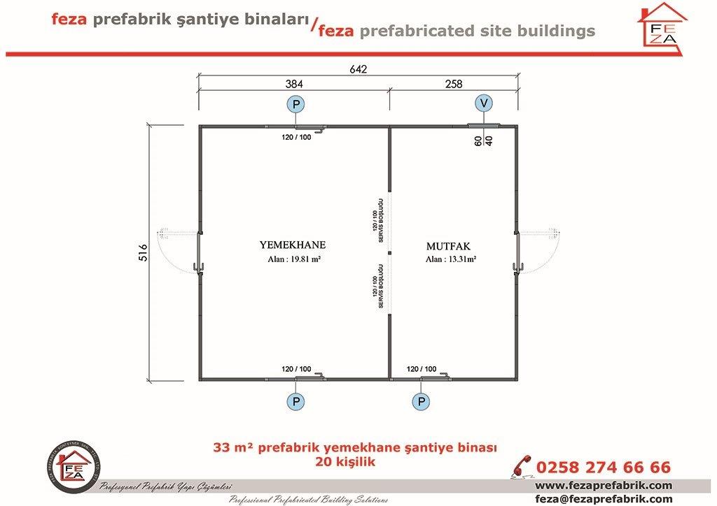 33 m Prefabrik Yemekhane