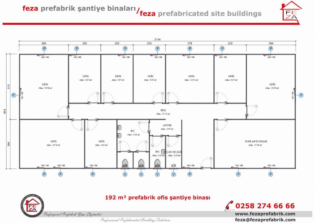 192 m Tek Katl Prefabrik Ofis