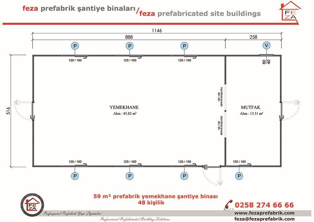 59 m Prefabrik Yemekhane