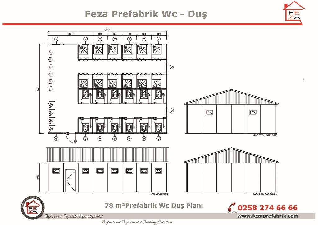 78 m Prefabrik Wc / Du nitesi