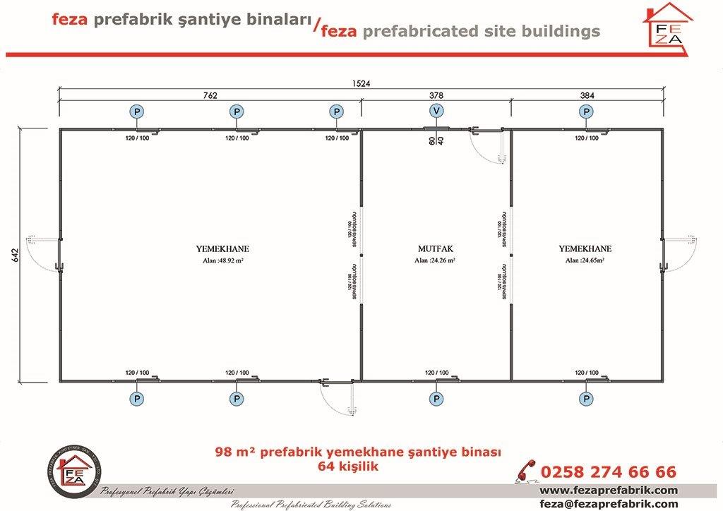 98 m Prefabrik Yemekhane