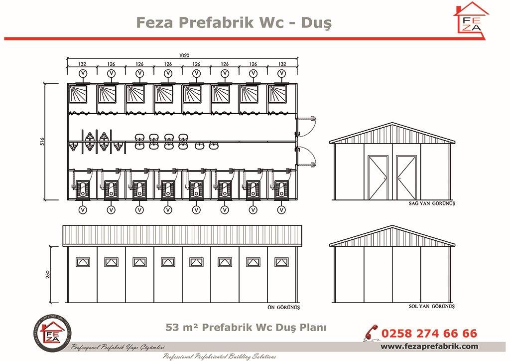 53 m Prefabrik Wc / Du nitesi