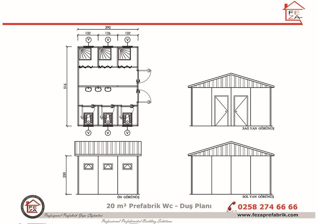 20 m Prefabrik Wc / Du nitesi