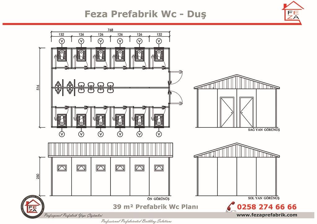 39 m Prefabrik Wc / Du nitesi