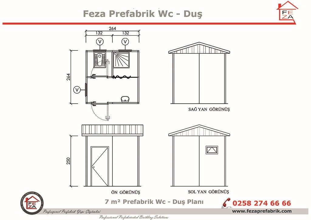 7 m Prefabrik Wc / Du nitesi