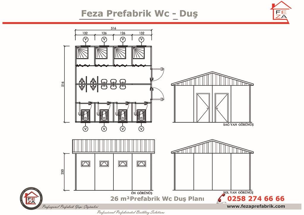 26 m Prefabrik Wc / Du nitesi