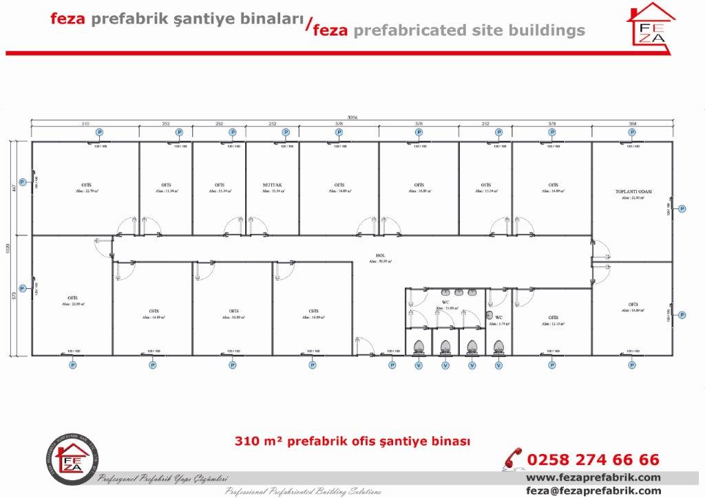 310 m Tek Katl Prefabrik Ofis