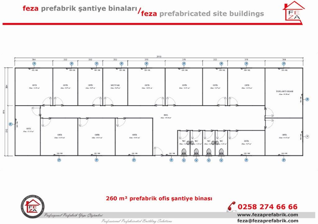 260 m Tek Katl Prefabrik Ofis